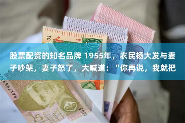 股票配资的知名品牌 1955年，农民杨大发与妻子吵架，妻子怒了，大喊道：“你再说，我就把