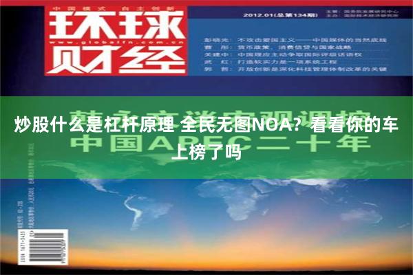 炒股什么是杠杆原理 全民无图NOA？看看你的车上榜了吗