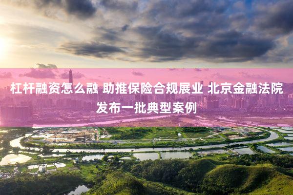 杠杆融资怎么融 助推保险合规展业 北京金融法院发布一批典型案例