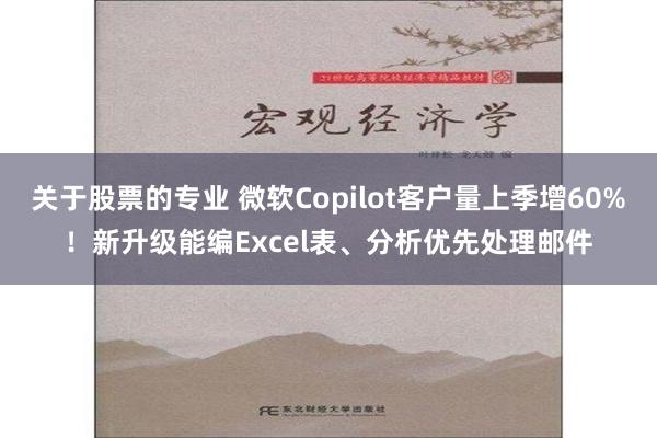 关于股票的专业 微软Copilot客户量上季增60%！新升级能编Excel表、分析优先处理邮件