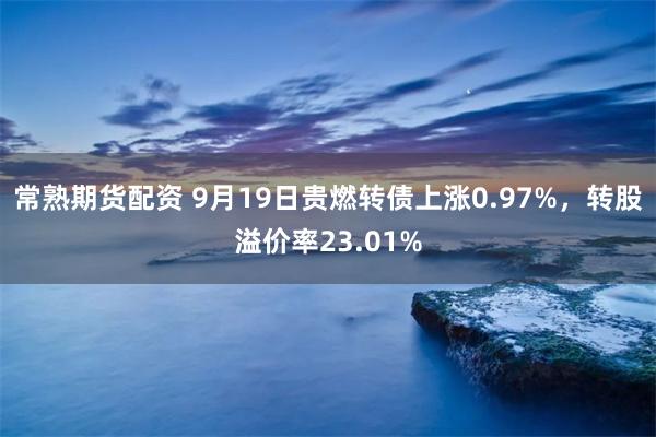 常熟期货配资 9月19日贵燃转债上涨0.97%，转股溢价率23.01%