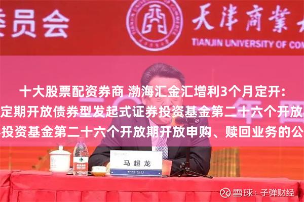 十大股票配资券商 渤海汇金汇增利3个月定开: 渤海汇金汇增利3个月定期开放债券型发起式证券投资基金第二十六个开放期开放申购、赎回业务的公告